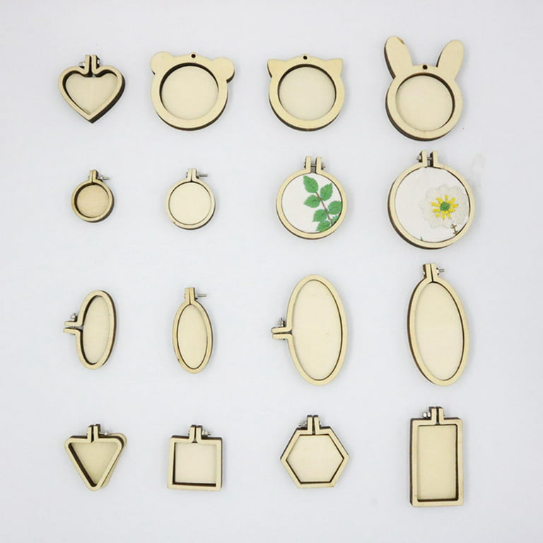 Wooden Small Embroidery Hoop Crossing Stitch Mini Crafts Necklace Jewelry  Making Favors Creative Gifts 16pcs 