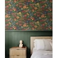 thumbnail image 2 of NextWall  Bird Floral Peel and Stick Wallpaper 20.5 in. W x 18 ft. L - Carmine & Blue Lagoon, 2 of 9