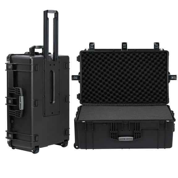 Regetek Hard Case with Foam, 32.5 x 20.5 x 13 Inch, Rolling Hard Case with Wheels/Retractable Handle for Equipment, electronic, tool,cameras, Shockproof, Waterproof, Inner 28.94"x17.72"x9.65"