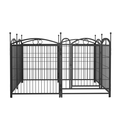 8 Panel Metal Pet Playpen - 32 Inch High Foldable Dog Fence, Rust-Proof, DIY Shape, Outdoor Indoor Play Yard, Black