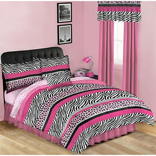 Leopard Zebra Teen Girls Twin Comforter, Zebra Twin Bed In A Bag