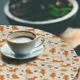 thumbnail image 2 of Ambesonne Cat Fitted Round Tablecloth, Kitties Doing Yoga Paws, 56"- 60" Diameter, Cream Orange Brown, 2 of 5