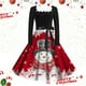 thumbnail image 1 of Vestido Informal Retro Con Cordones y Cuello Cuadrado de Manga Larga Con Estampado Navideño Para Mujer, Otoño E Invierno (6), 1 of 3