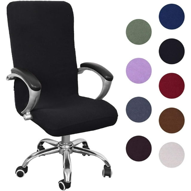 Funda universal para silla de oficina Funda elástica de microfibra lavable para silla de oficina Fundas elásticas para sillones Cómoda silla ejecutiva - Negro (70-78 cm) L