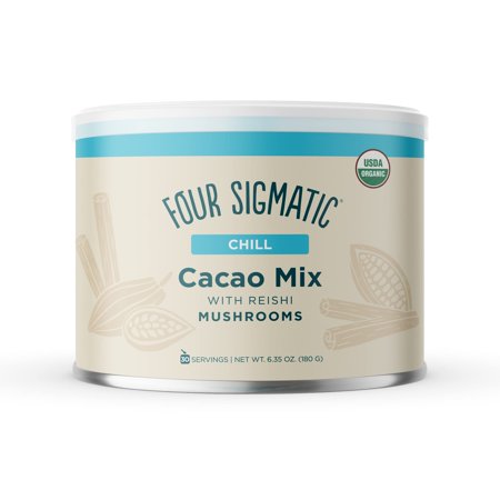 Four Sigmatic Mushroom Hot Cacao Mix with Reishi | Organic Reishi Mushroom with Cacao Powder | Stress Relief & Sleep Support | Vegan, Gluten-Free & Dairy-Free | USDA Fair Trade | 30 Serving Can