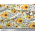 thumbnail image 2 of Soimoi Moss Georgette Fabric Leaves & Sunflower Floral Fabric Prints by Yard 42 Inch Wide, 2 of 3