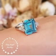 thumbnail image 3 of Aquamarine Ring, Emerald Cut 8 carats (12×10mm) Natural Aquamarine, 3 of 4