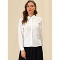 thumbnail image 2 of Allegra K Blusas Con Botones Y Cuello En Punta De Manga Larga Puntos suizos Office Para Mujer Blanco M, 2 of 6