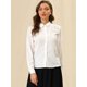 thumbnail image 2 of Allegra K Blusas Con Botones Y Cuello En Punta De Manga Larga Puntos suizos Office Para Mujer Blanco M, 2 of 6