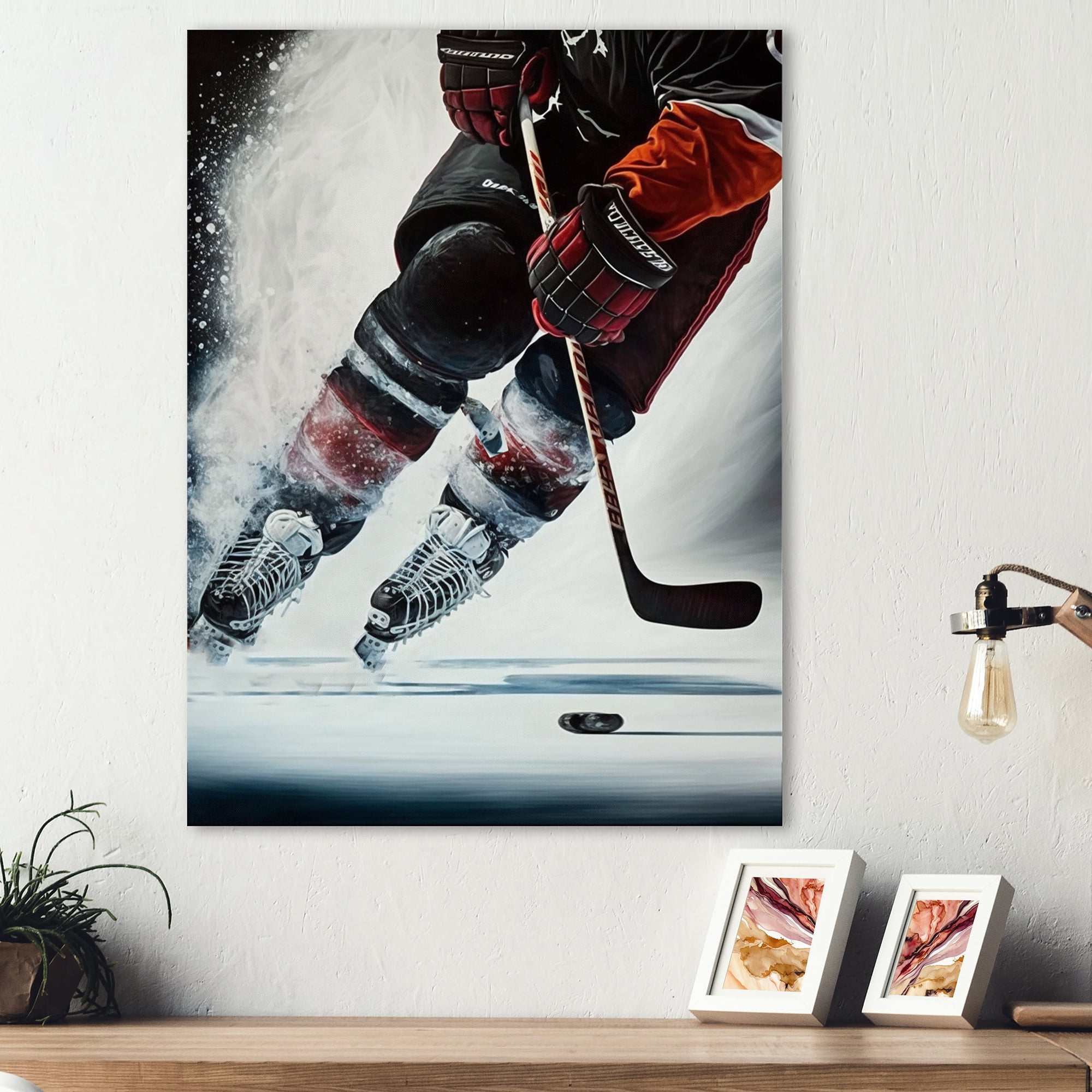 Designart Hockey Player On Ice During Game IV Canvas Wall Art