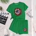 thumbnail image 5 of ITSAME Girls 4th of July Outfits 2-Piece, Crewneck T-Shirts and Shorts Fashion Print Casual Clothes Set Green Size 14-15, 5 of 6