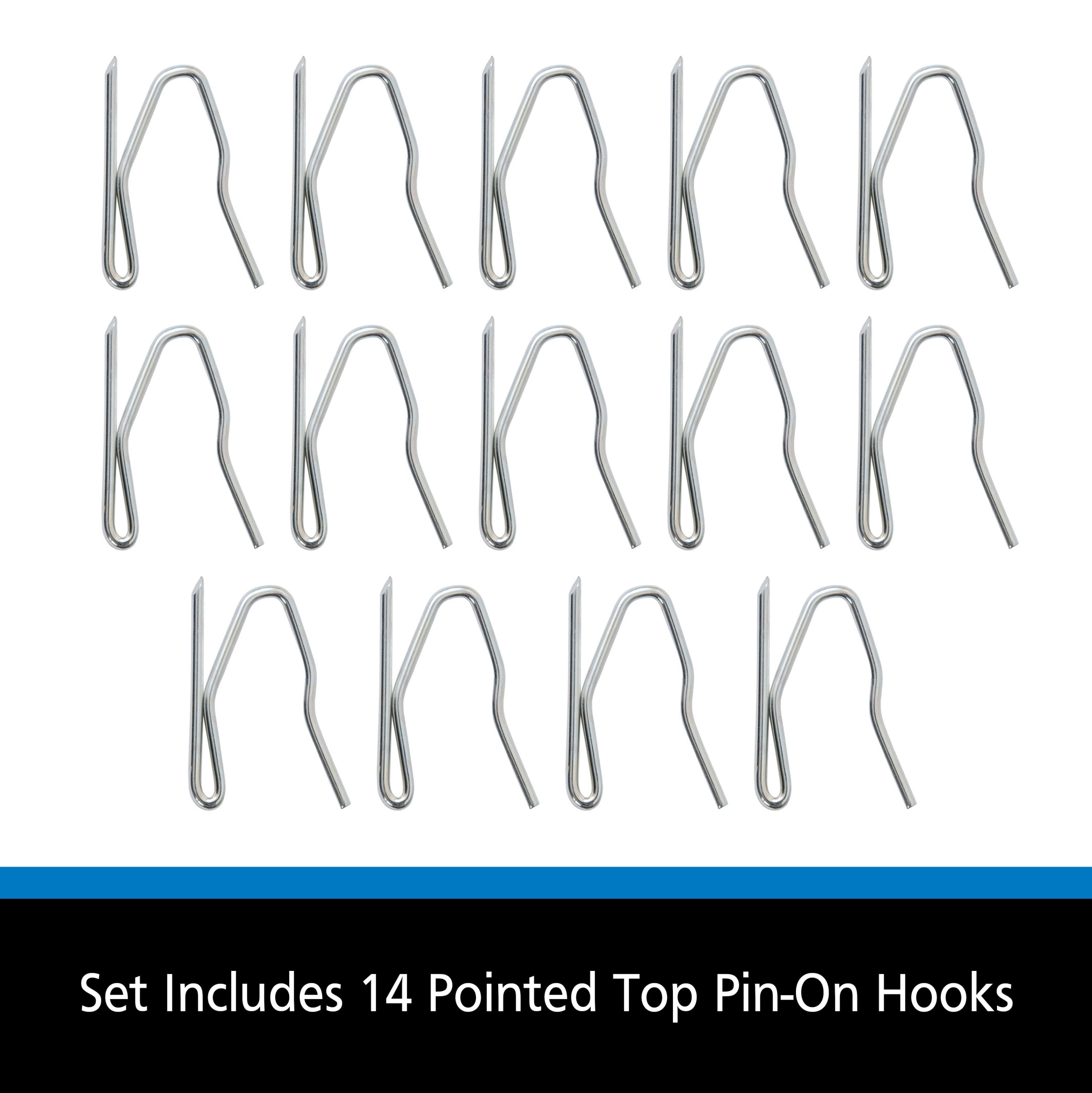 Mainstays 14 Metal Pin-On Curtain Hooks, Silver Finish