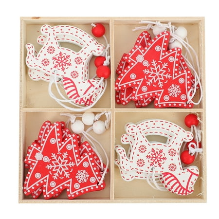 

Hemoton 12pcs Xmas Tree Hanging Pendants Adorable Wooden Pendant Home Ornaments