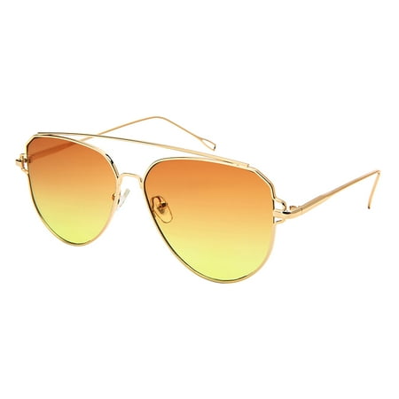 Edge I-Wear Women Casual Aviators Double Crossbar Sunglasses w/Flat Ocean Lens C172-FLOCR-1