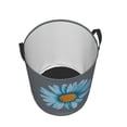 thumbnail image 3 of PHELIKA Dark Blue Turquoise Chamomile Flower 01 Laundry Basket 65L Large Foldable Round For Dirty Clothes Toy Storage, 3 of 6
