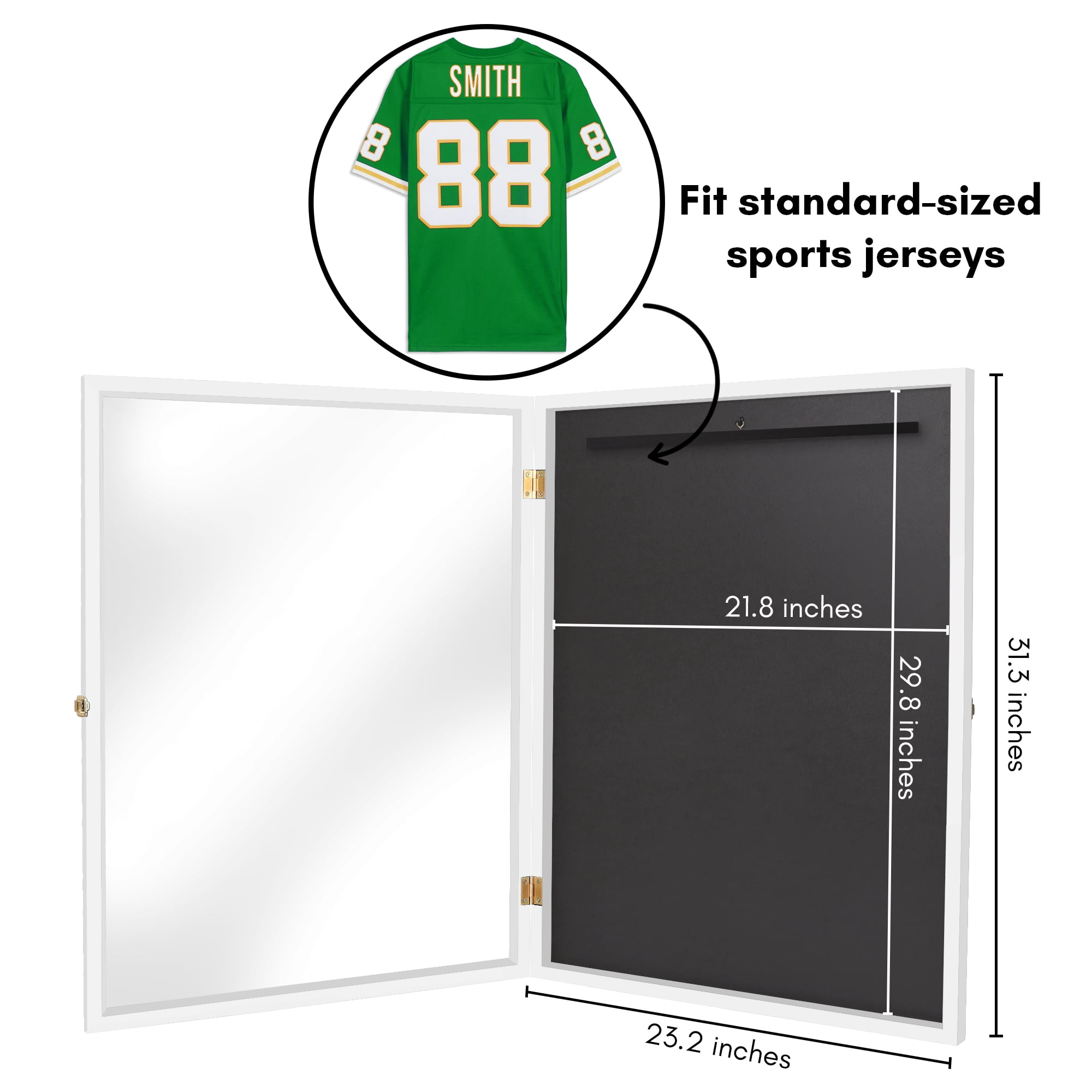 Americanflat 23x31 Shadow Box Frame with Plexiglass Jersey Display Case Lockable Hanger All Star - White