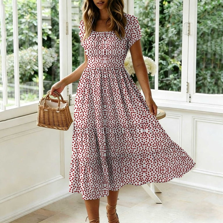 red flowy midi dress FLOWY TIED MIDI DRESS - Red / Coral