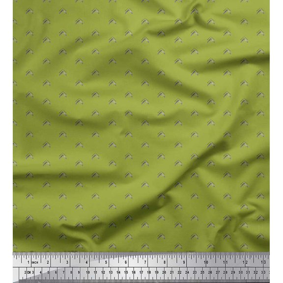 Soimoi Green polyester Crepe Fabric Artistic Geometric Fabric Prints By Yard 52 Inch Wide