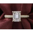 thumbnail image 2 of solitaire jewels Art Deco 3CT Emerald Moissanite Hidden Halo Engagement Ring For Women with 3D Pave Diamond Shank, 14K Yellow Gold, 2 of 7