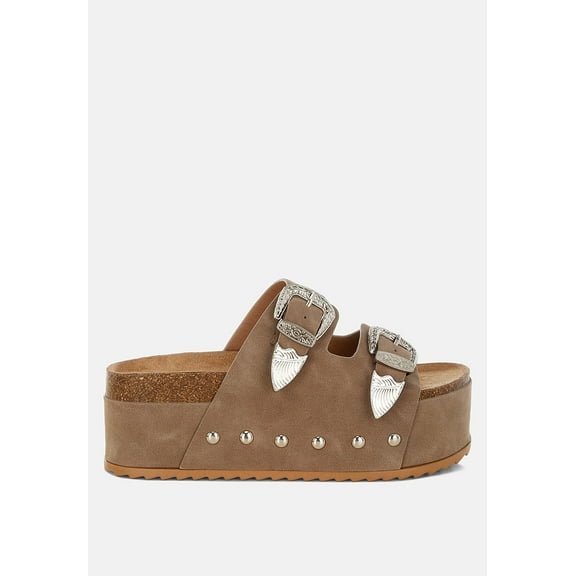 London Rag Zaphod Faux Leather Flatform Womens Slip Ons