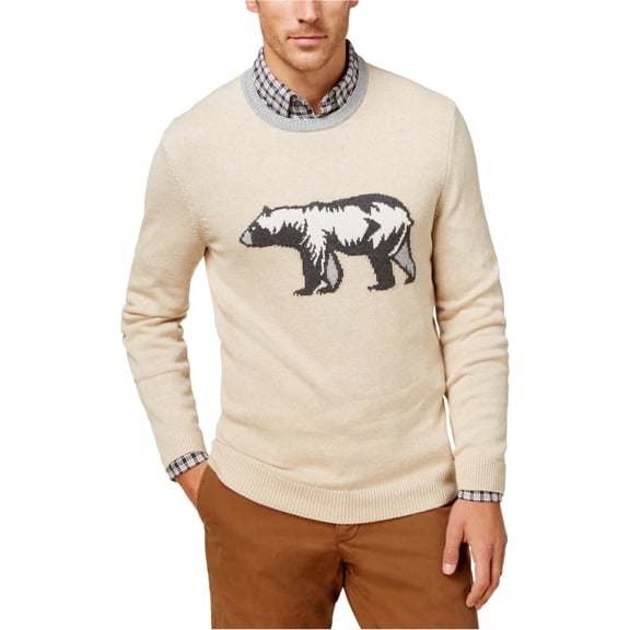 Club Room Mens Intrasias Pullover Sweater, Beige, Medium