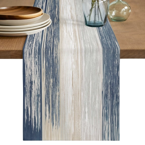 Table Runners 70 Inches Long Dress Scarves, Navy Blue Wooden Farmhouse Coffee/Dining/Kitchen Table Decor, Holiday Table Runner, Contemporary Shabby Distressed 13x70 Inch