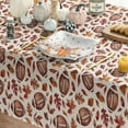 thumbnail image 4 of Fall Tablecloth 60×60 Inch Square, Thanksgiving Autumn Harvest Brown Leaves Football Table Cover for Party Picnic Dinner Decor, 4 of 5