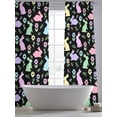 thumbnail image 5 of Happy Easter Sheer Curtains 96 Inch Length 2 Panels Set Window Treatments, Spring Colorful Bunny Floral Rustic Black Rod Pocket Semi Curtains for Living Room/Bedroom/Kitchen Décor, 104"W x 96"L, 5 of 7