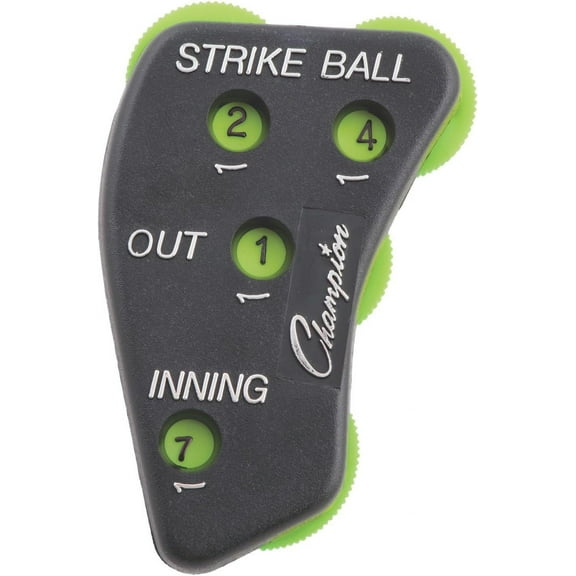 Champion Sports 4 Wheel Plastic Baseball Umpire Count Indicator - Call Order Strikes, Balls, Outs and Innings - Black with Optic Yellow