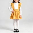 thumbnail image 5 of Auroural Toddler Girls Ruffle Strap Suspender Skirt Kids A Line Flared Pinafore Skirt for Daily Wear Multiple Solid Colors, 5 of 9