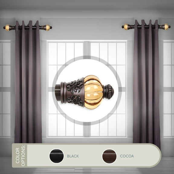 Domovina Shaw 1.5 - inc dia. Side Curtain Rod 12-20 inch long, Set of 2-Color:Cocoa