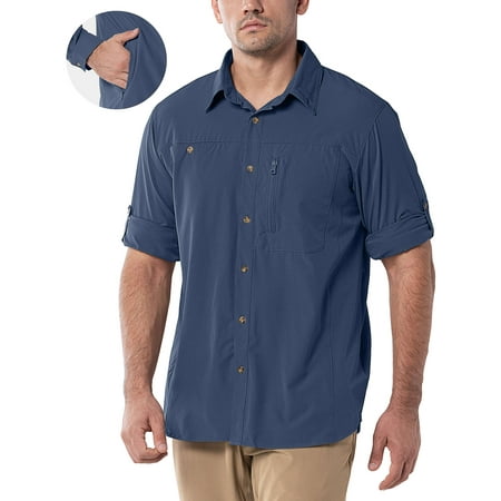 GEO-NANO Men s UPF 50+ UV Protection Shirts Quick Dry Breathable Long Sleeve Fishing Shirts for Hiking