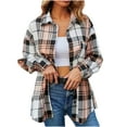 thumbnail image 2 of QATAINLAV Womens Fashion Plaid Shirts Jackets Long Sleeve Button Down Shacket Casual Open Front Blouses Tops 2024 Fall Clothes with Pocket Prime Sales Of The Day Orange XXL, 2 of 6