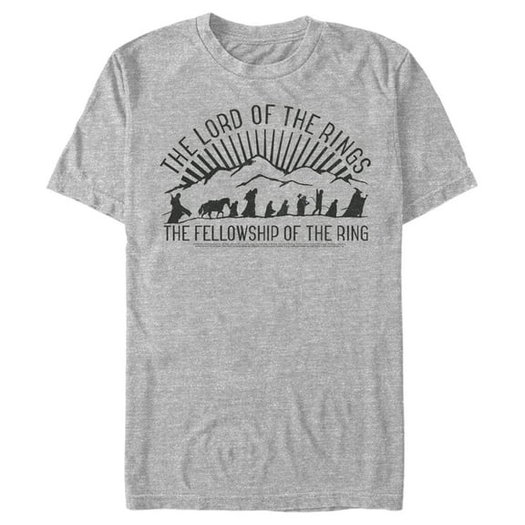 Men's The Lord of the Rings Fellowship of the Ring Mountain Silhouettes Graphic Tee Athletic Heather Large