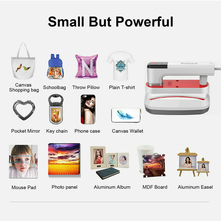 Carevas Protable Heat Press Machine T-Shirt Printing Easy Heating Transfer Press Iron Machines for Baby Clothes Bags Hats Pads Blanket Phone Case