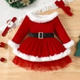 thumbnail image 3 of GYRATEDREAM Toddler Baby Girls Velvet Christmas Dress Santa Claus Xmas Outfit Furry Tulle Tutu Dress with Headband Winter Warm Clothes Red for 12M-5T, 3 of 8