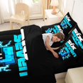 thumbnail image 5 of Manfei Pixel Plaid Initial J 7-Piece King Bedding,Cool Flash King Bed in a Bag,Black Blue,Black Reversible, 5 of 7