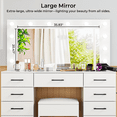 thumbnail image 5 of Ktaxon Large Makeup Vanity, Get Ready with Me GRWM Vanity Table Set w/ Visible Glass Top w/ Charging Station, White, 5 of 9