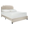 thumbnail image 3 of SAFAVIEH Streep Modern Glam Upholstered Bed Frame, Queen, Beige, 3 of 7