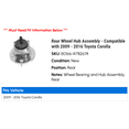 thumbnail image 2 of Rear Wheel Hub Assembly - Compatible with 2009 - 2016 Toyota Corolla 2010 2011 2012 2013 2014 2015, 2 of 2