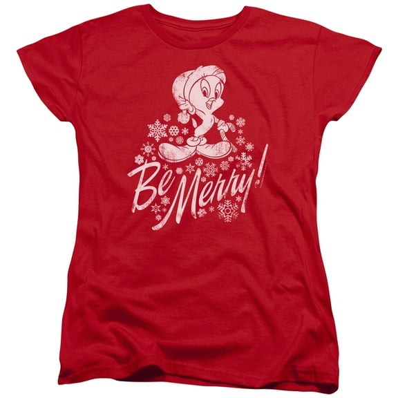 Looney Tunes - Merry Tweety - Women's Short Sleeve Shirt - Medium