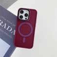 thumbnail image 1 of Luxury Matte Translucent Bumper Phone Cases For iPhone 16 14 13 12 11 15 Pro Max Plus For Magsafe Wireless Charge Magnetic Cover Wine Red For iPhone 11ProMax, 1 of 6