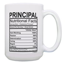 Principal Appreciation Gifts Principal Nutritional Facts Mug Best Principal Gifts for Women or Men Principal Cup Principal Gift Ideas Gift 15-oz Coffee Mug Tea Cup 15 oz, White