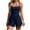 Navy, variant on Women's Sleeveless Double Strap Ruched Waist Romper for Spring Summer Solid Color Stretchy Wide Leg Casual Short Jumpsuit Daily Vacation Relaxed Wear
