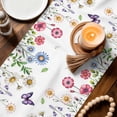 thumbnail image 3 of Spring Floral Table Runner - 108 Inch Long Pink Blue Flowers Botanical Butterflies Cotton and Linen Blended Dress Scarves Farmhouse Table Runner for Kitchen Dining, Coffee Table, 13" x 108", 3 of 8