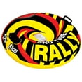 thumbnail image 1 of Airhead Snow Tube 30-1002 Rally; Round Shape; Holds 1 Rider Or 170 Pound Maximum Capacity; 36 Inch Diameter When Deflated; Red/Black/Yellow; PVC; With Molded PVC Handles, 1 of 2