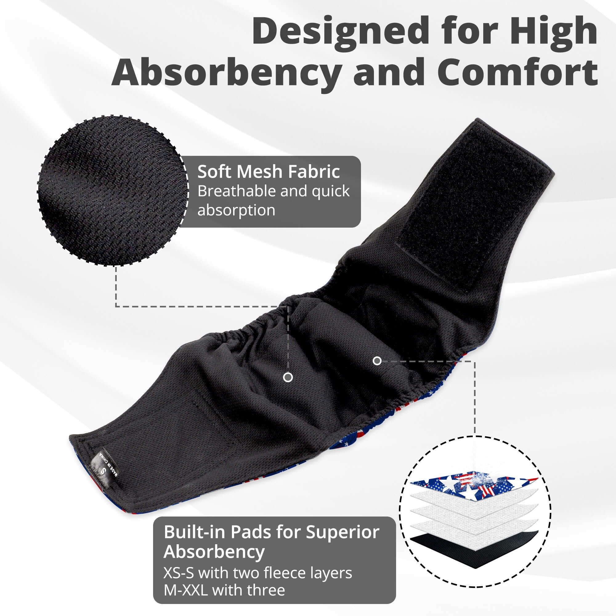 Paw Legend Washable Dog Belly Wrap Diapers for Male Dog (3 pack),Star Pattern,x-Large