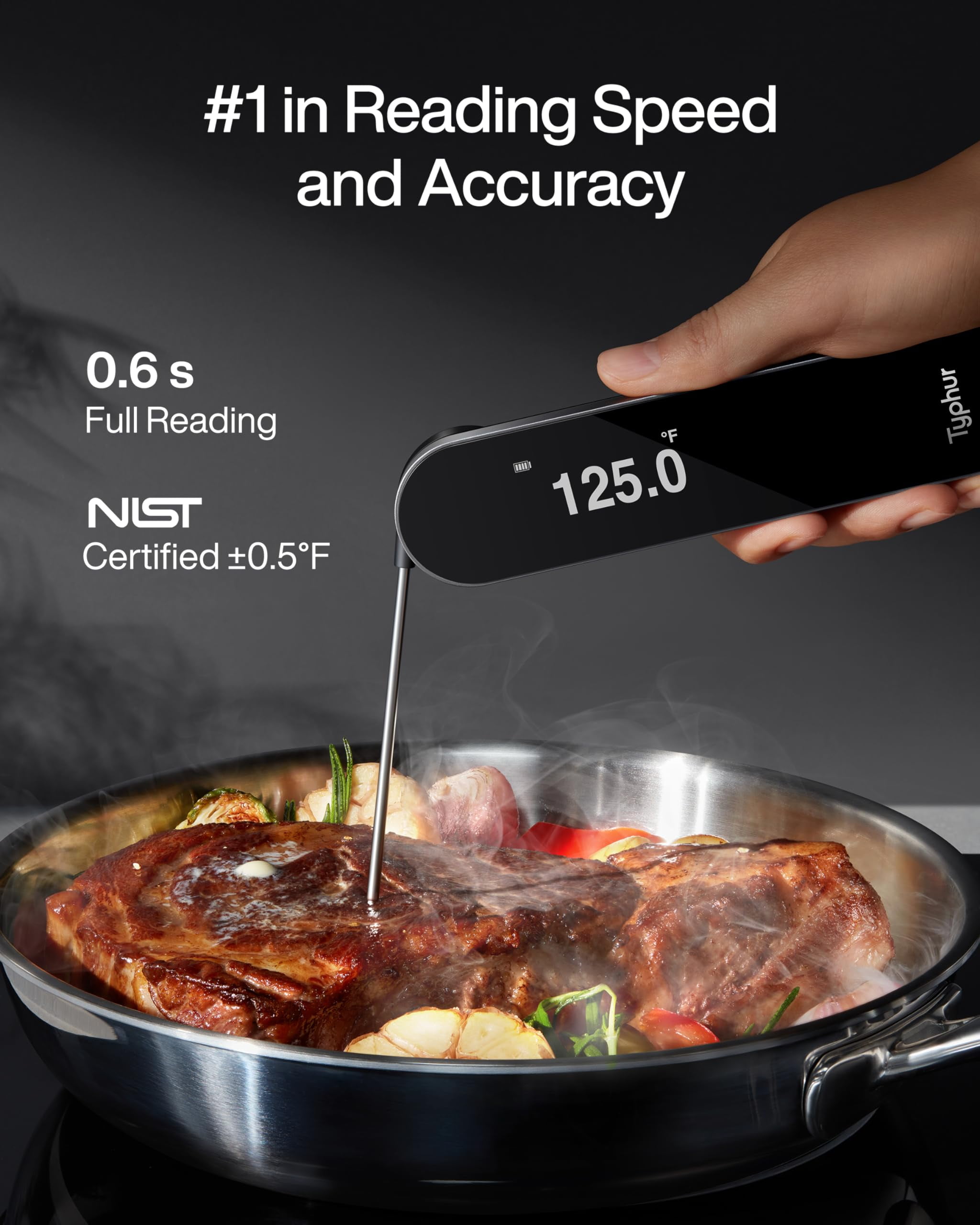 Typhur InstaProbe 0.5S Instant Read Meat Thermometer, Digital Food Cooking Thermometer with High Accuracy, IP67 Waterproof for Kitchen, Grill, BBQ, Oven
