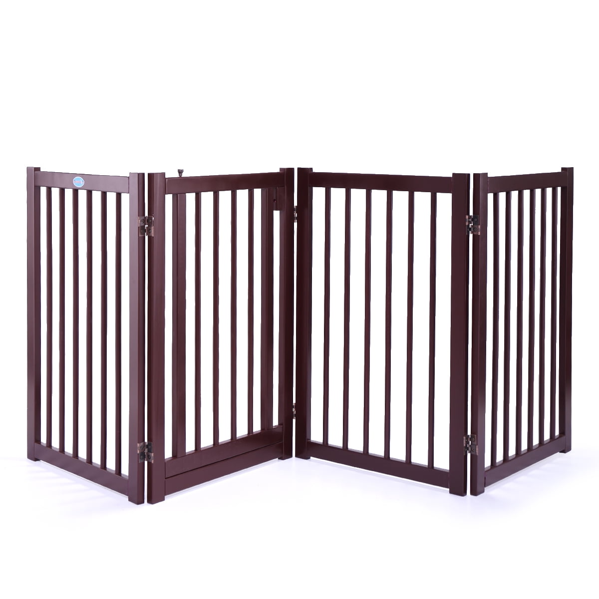 Dog Puppy Gate Fence for Indoor Houes Stairs Doorway JAXPETY Freestanding Wooden Pet Gate for Dogs 5 Panel 17.5-Inch Tall 