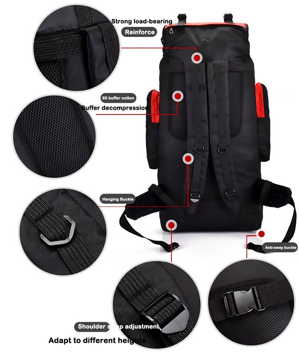 Hiking Backpack - 90L Hiking Backpack Waterproof Internal Frame Backpack Large Hiking Mountaineering Backpack, Free Rain Cover for Men and Women Outdoors.Red - image 3 of 9